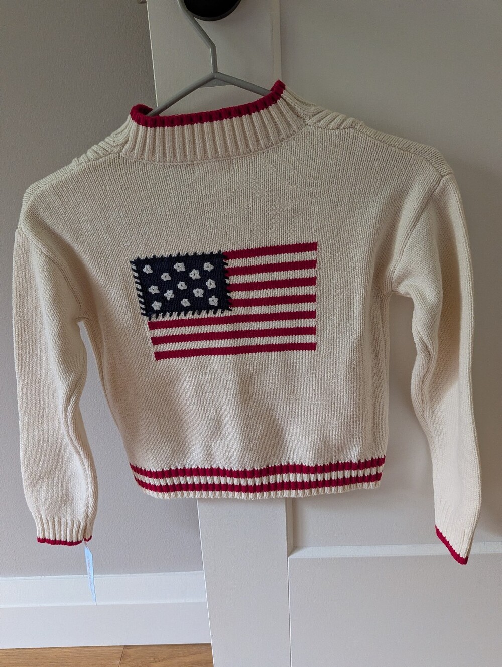 Cat & Jack Girls Cream Sweater with American flag
